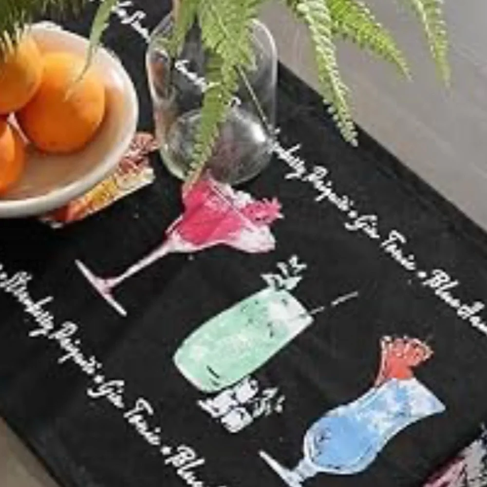 Colorful Cocktail Print Fabric table runner